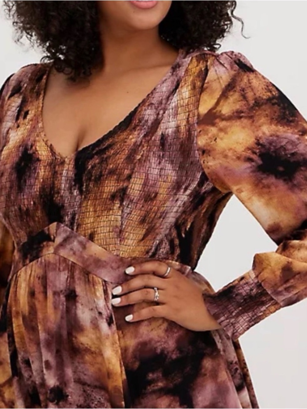 Torrid Tie-Dye V-Neck Babydoll Long Sleeve Top - 2X - Picture 5 of 6